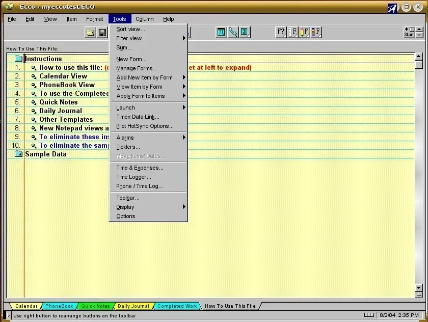 Ecco Pro 界面示例 1
