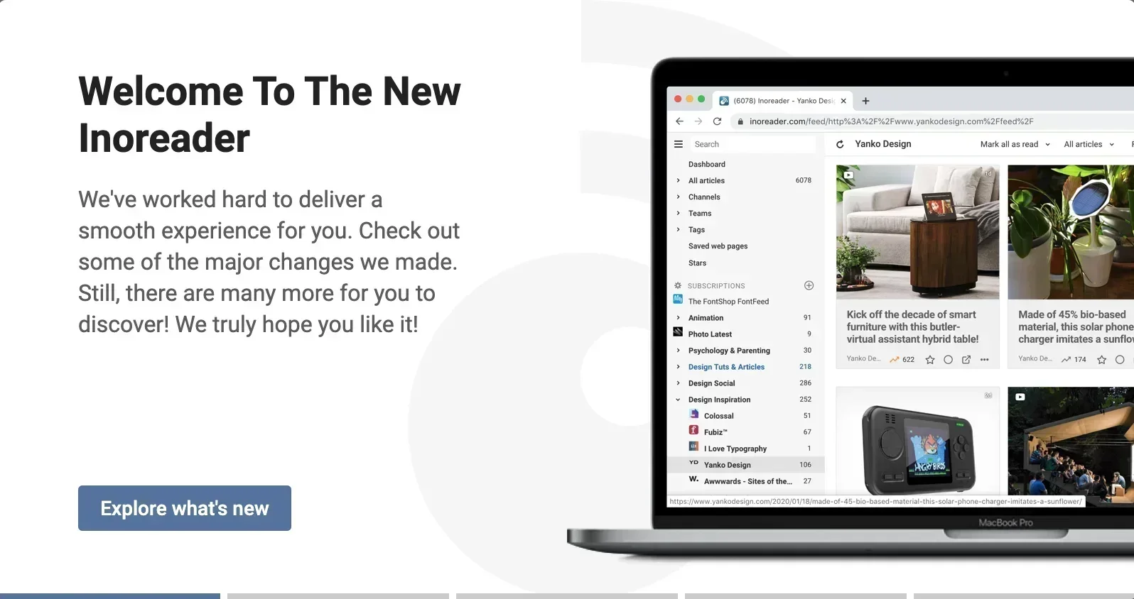 大改版的 Inoreader 界面