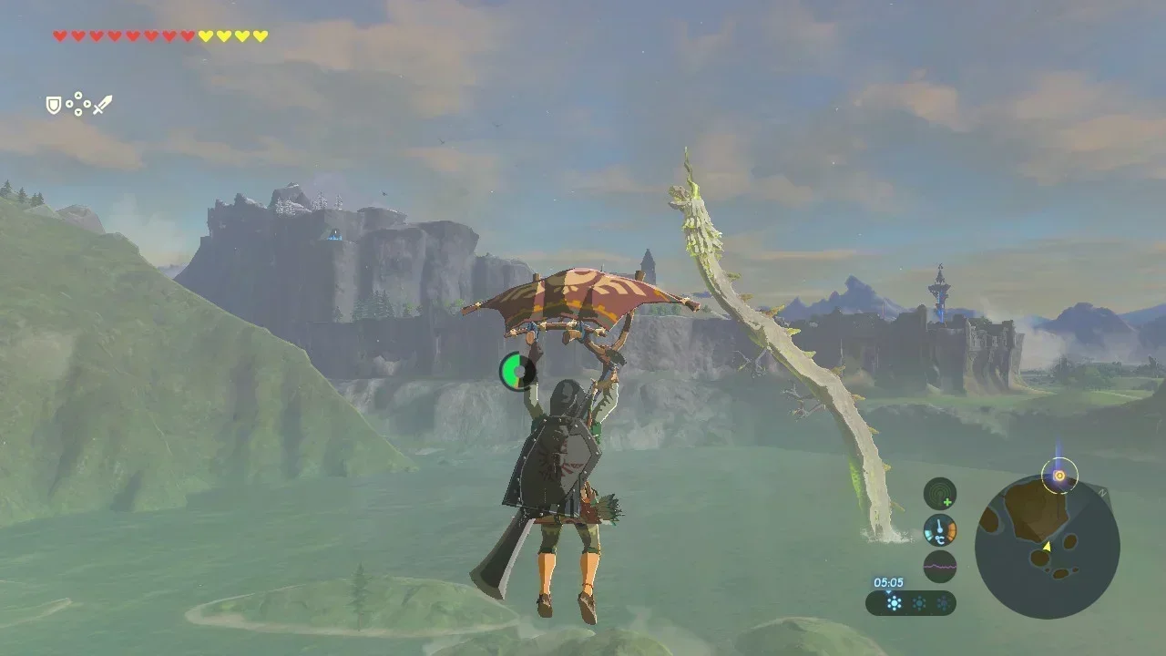 滑翔中猛然发现一条龙腾空而起(塞尔达传说)