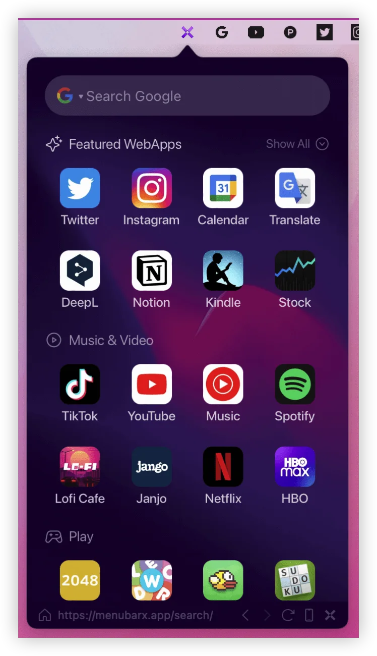 MenubarX应用界面